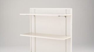 パネル什器白フレーム（W1200 H1350）（ホワイト）+棚板2段+底板